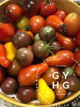Load image into Gallery viewer, Medley of various cherry tomatoes like black cherry tomato, dancing with surfs, and yellow and red pear.
